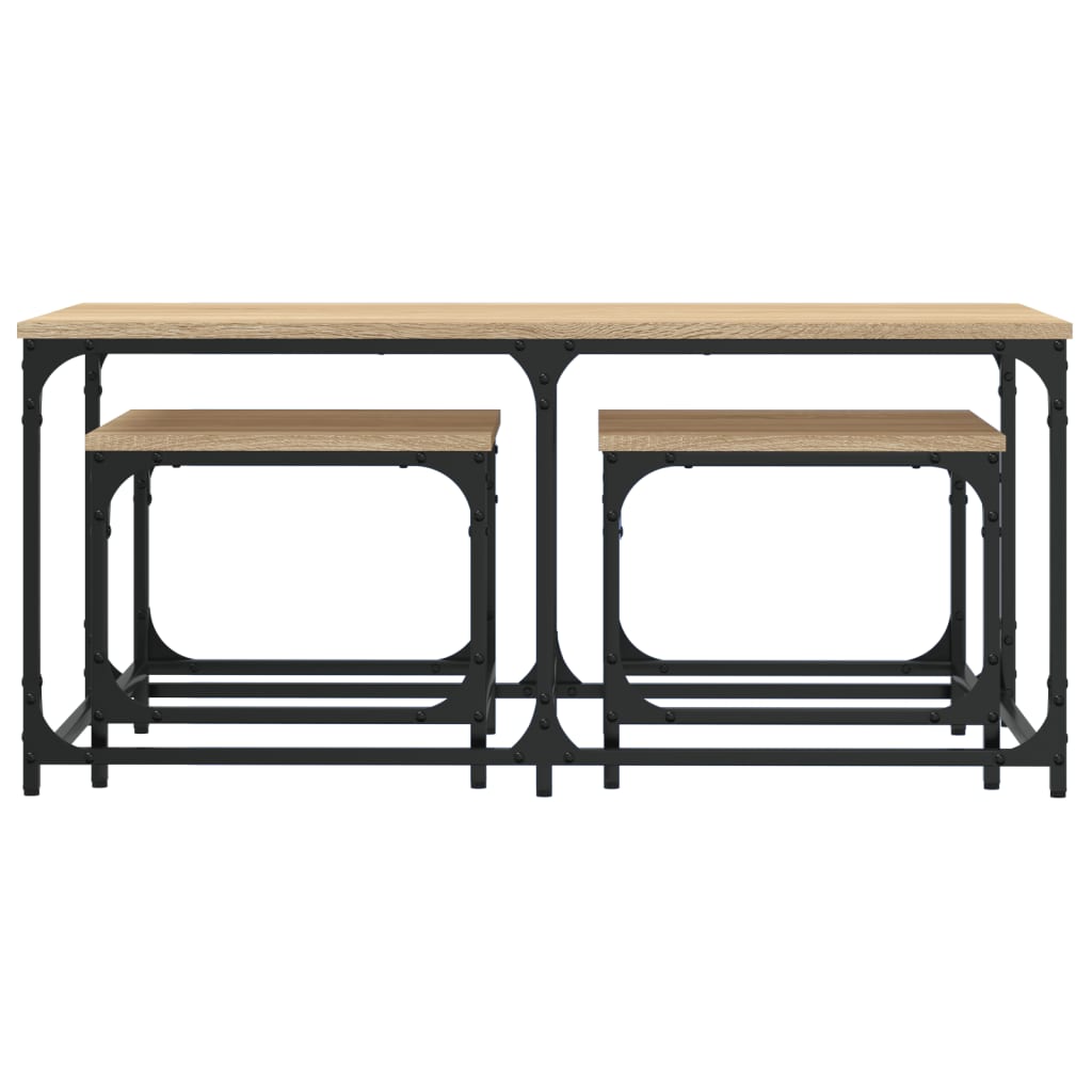 vidaXL Τραπεζάκια Ζιγκόν 3 τεμ. Sonoma Δρυς από Επεξεργασμένο Ξύλο