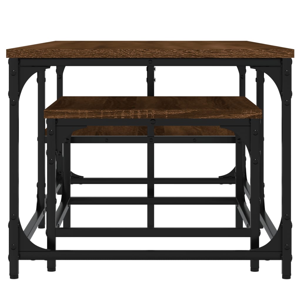 vidaXL Τραπεζάκια Ζιγκόν 2 τεμ. Καφέ Δρυς από Επεξεργασμένο Ξύλο