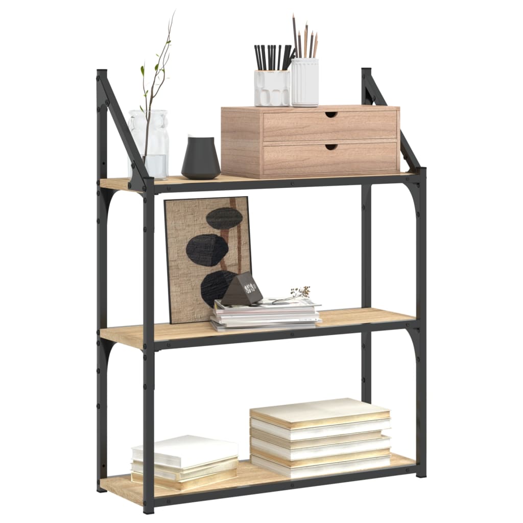 vidaXL Ραφιέρα Τοίχου με 3 Ράφια Sonoma Δρυς Επεξεργ. Ξύλο