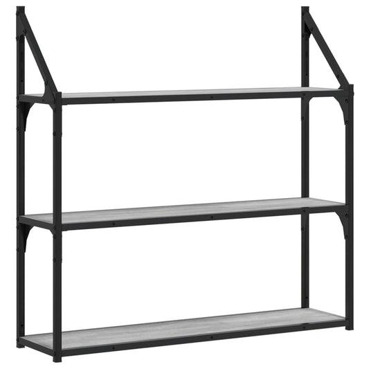vidaXL Ραφιέρα Τοίχου με 3 Ράφια Γκρι Sonoma Επεξεργ. Ξύλο