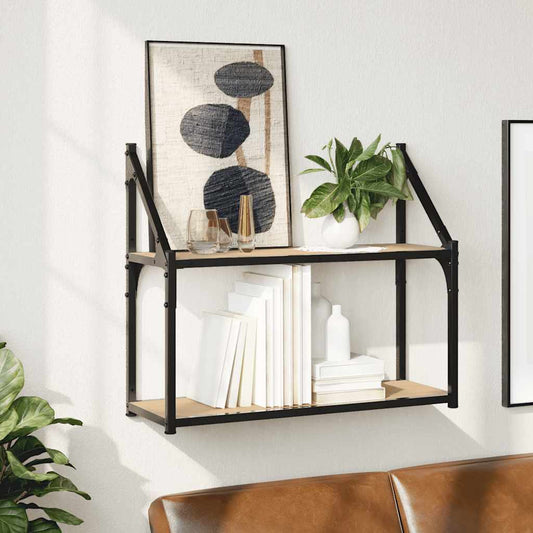 vidaXL Ράφι Τοίχου 2 Επιπέδων από Ξύλο Sonoma Δρυς 60x21x51 εκ. από Τεχνητό Ξύλο