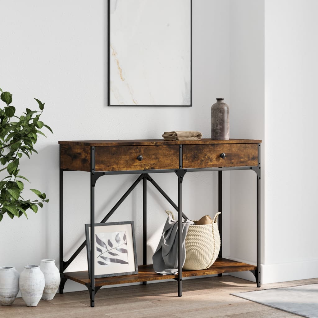 vidaXL Τραπέζι Κονσόλα Καπνιστή Δρυς 100x39x78,5εκ. Επεξεργασμένο Ξύλο