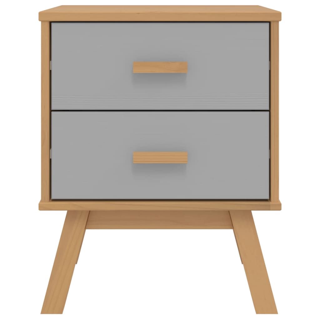 vidaXL Κομοδίνο OLDEN Γκρι και Καφέ από Μασίφ Ξύλο Πεύκου