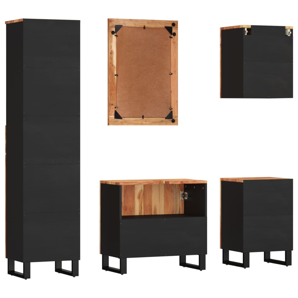 vidaXL Έπιπλα Μπάνιου Σετ 5 Τεμαχίων από Μασίφ Ξύλο Ακακίας