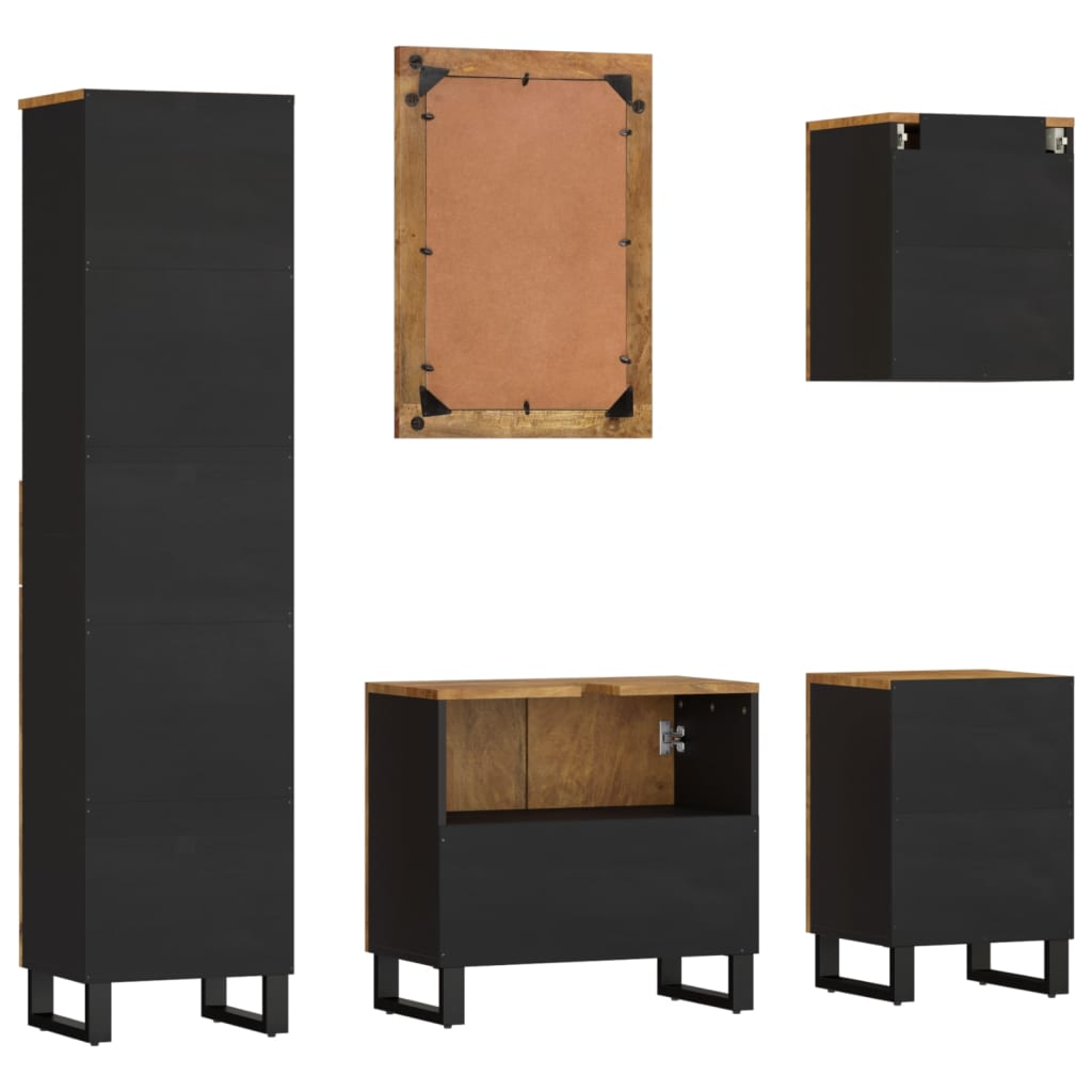 vidaXL Έπιπλα Μπάνιου Σετ 5 Τεμαχίων από Μασίφ Ξύλο Μάνγκο