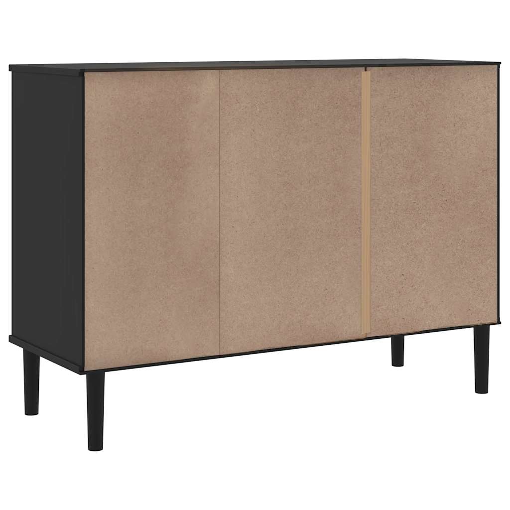 vidaXL Μπουφές SENJA Μαύρο / Ρατάν 112 x 40 x 80 εκ. Μασίφ Ξύλο Πεύκου