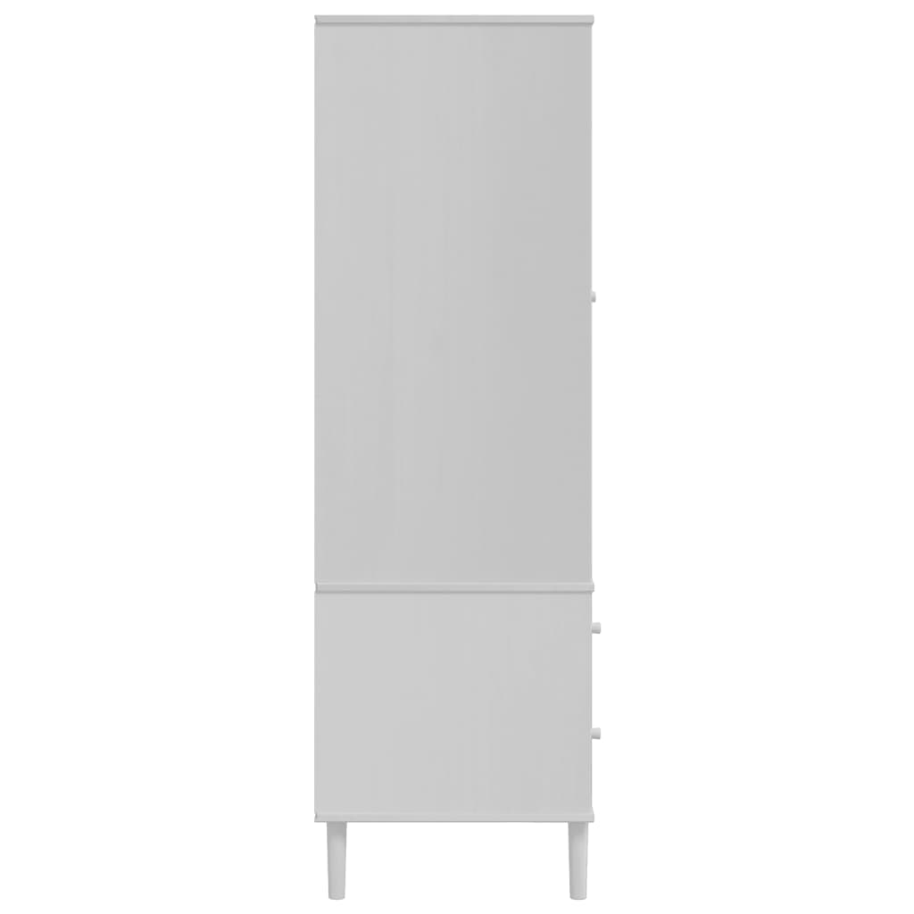 vidaXL Ντουλάπα SENJA Λευκό / Ρατάν 90 x 55 x 175εκ. Μασίφ Ξύλο Πεύκου