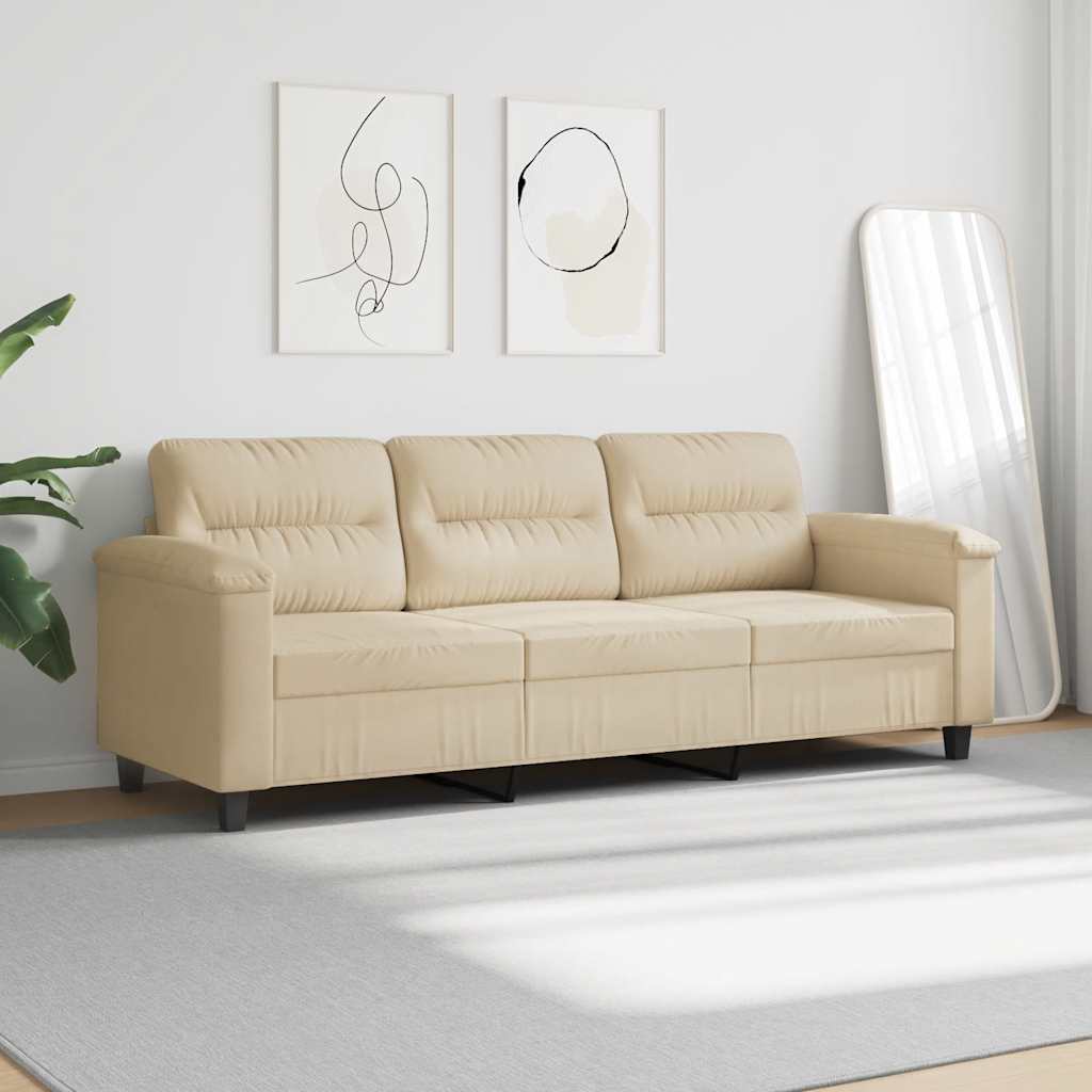 vidaXL Καναπές Τριθέσιος ΚρεμTaupe 180 εκ. Ύφασμα Μακροϊνών