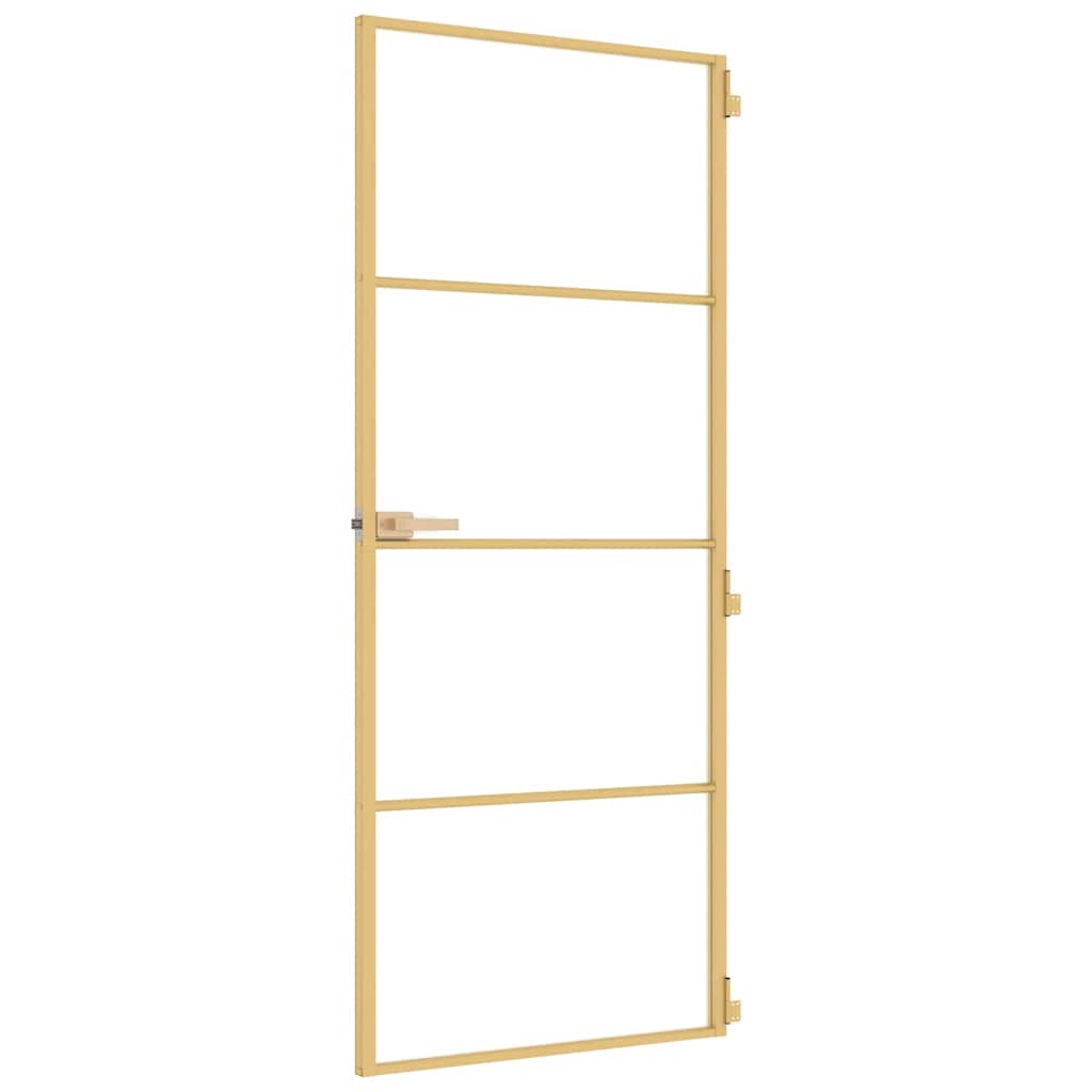 vidaXL Εσωτερική Πόρτα Χρυσή 83 x 201,5 εκ. Ψημένο Γυαλί & Αλουμίνιο