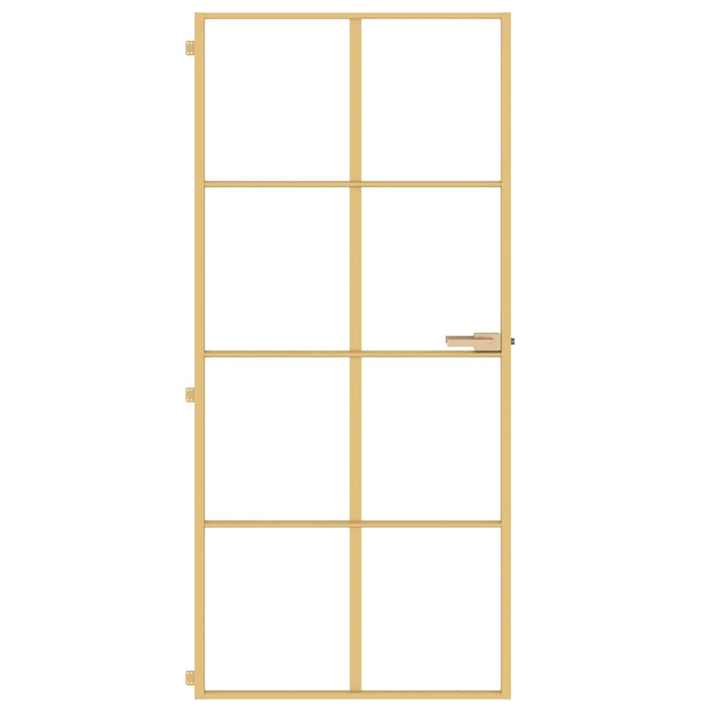 vidaXL Εσωτερική Πόρτα Χρυσή 93 x 201,5 εκ. Ψημένο Γυαλί & Αλουμίνιο