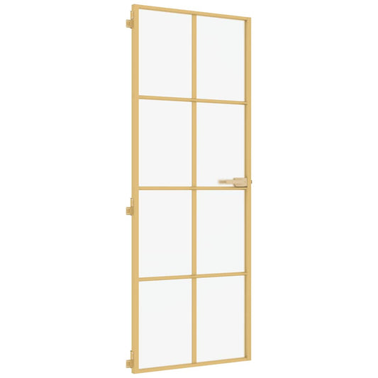 vidaXL Εσωτερική Πόρτα Χρυσή 76 x 201,5 εκ. Ψημένο Γυαλί & Αλουμίνιο
