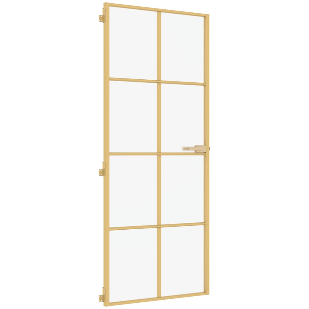 vidaXL Εσωτερική Πόρτα Χρυσή 83 x 201,5 εκ. Ψημένο Γυαλί & Αλουμίνιο