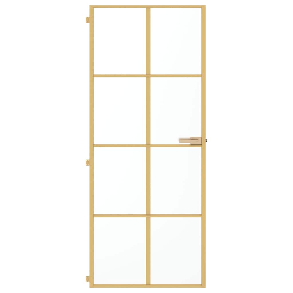vidaXL Εσωτερική Πόρτα Χρυσή 83 x 201,5 εκ. Ψημένο Γυαλί & Αλουμίνιο