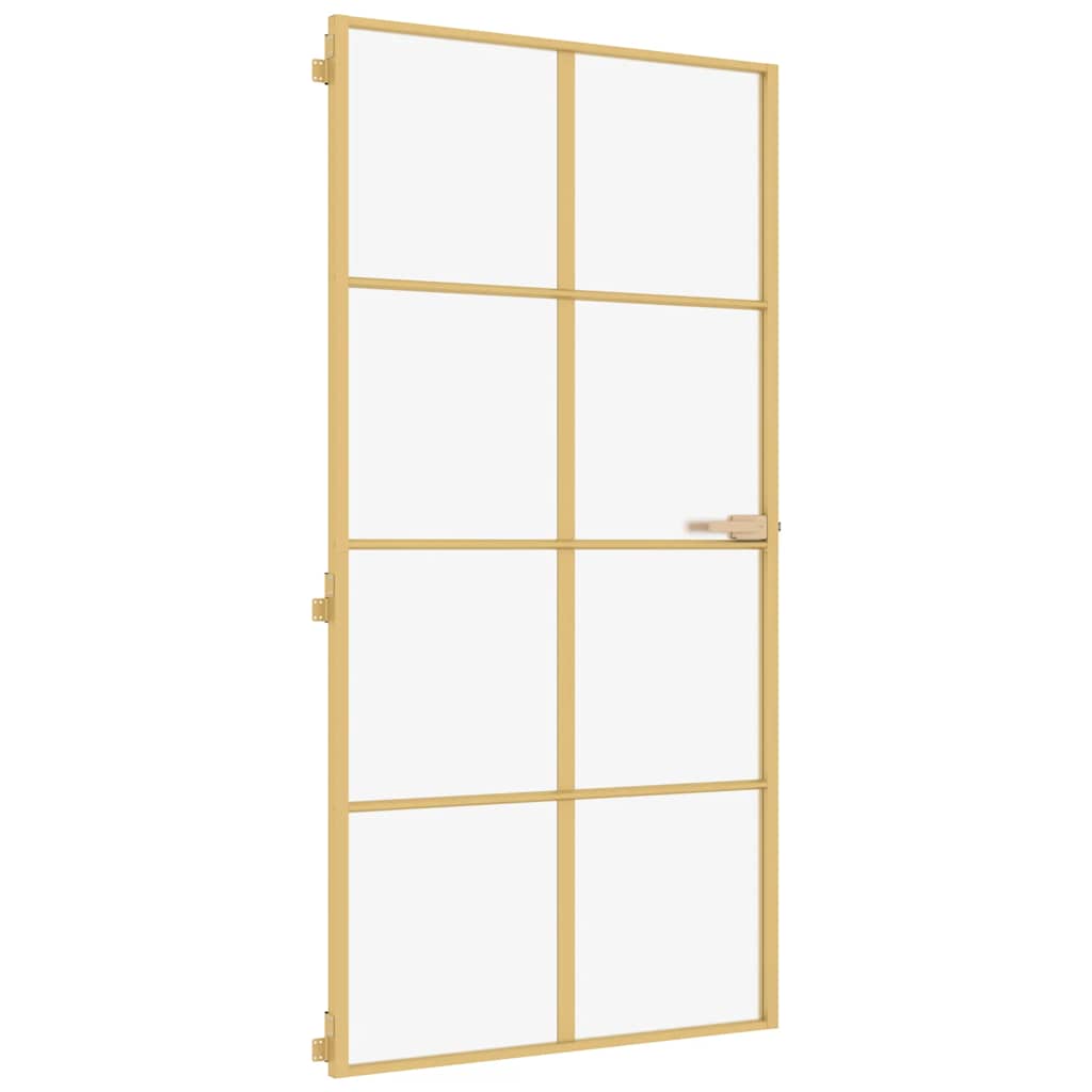 vidaXL Εσωτερική Πόρτα Χρυσή 102,5x201,5 εκ. Ψημένο Γυαλί & Αλουμίνιο