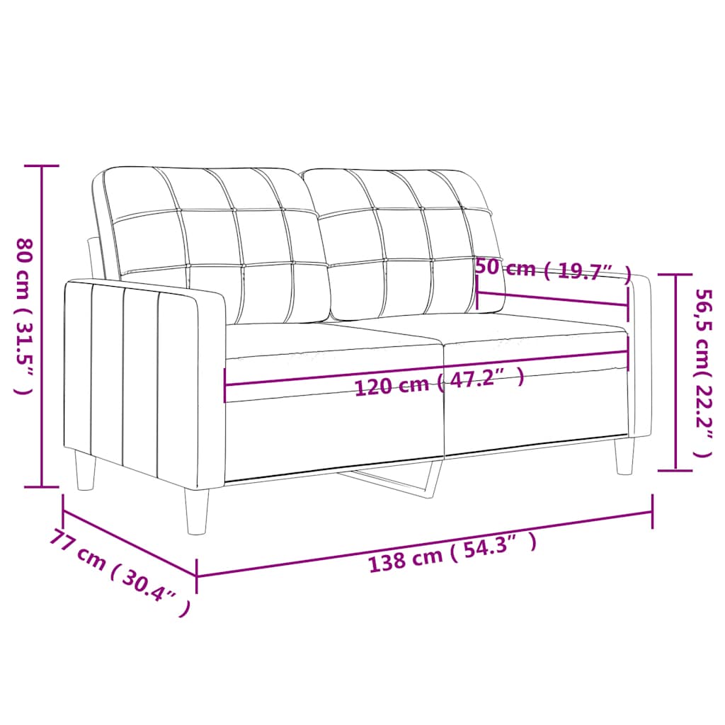 vidaXL Καναπές Διθέσιος Καπουτσίνο 120 εκ. από Συνθετικό Δέρμα