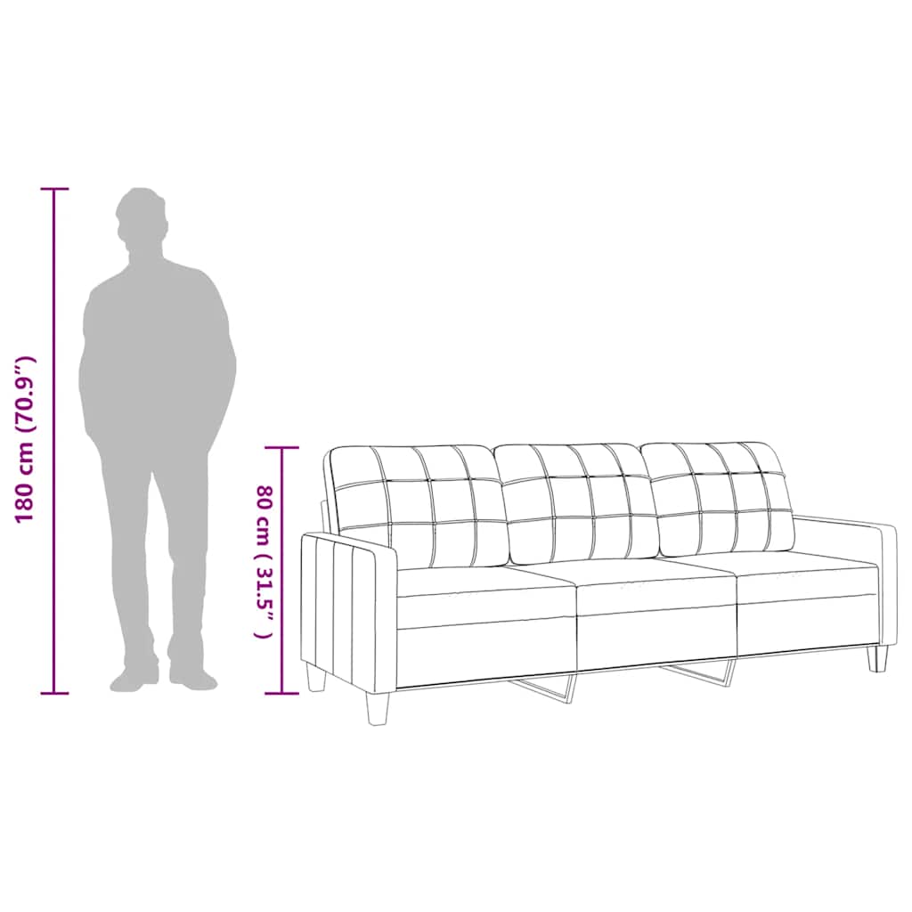 vidaXL Καναπές Τριθέσιος Κρεμ 180 εκ. από Συνθετικό Δέρμα