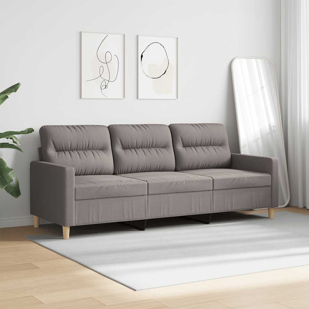 vidaXL Καναπές Τριθέσιος Taupe 180 εκ. Υφασμάτινος