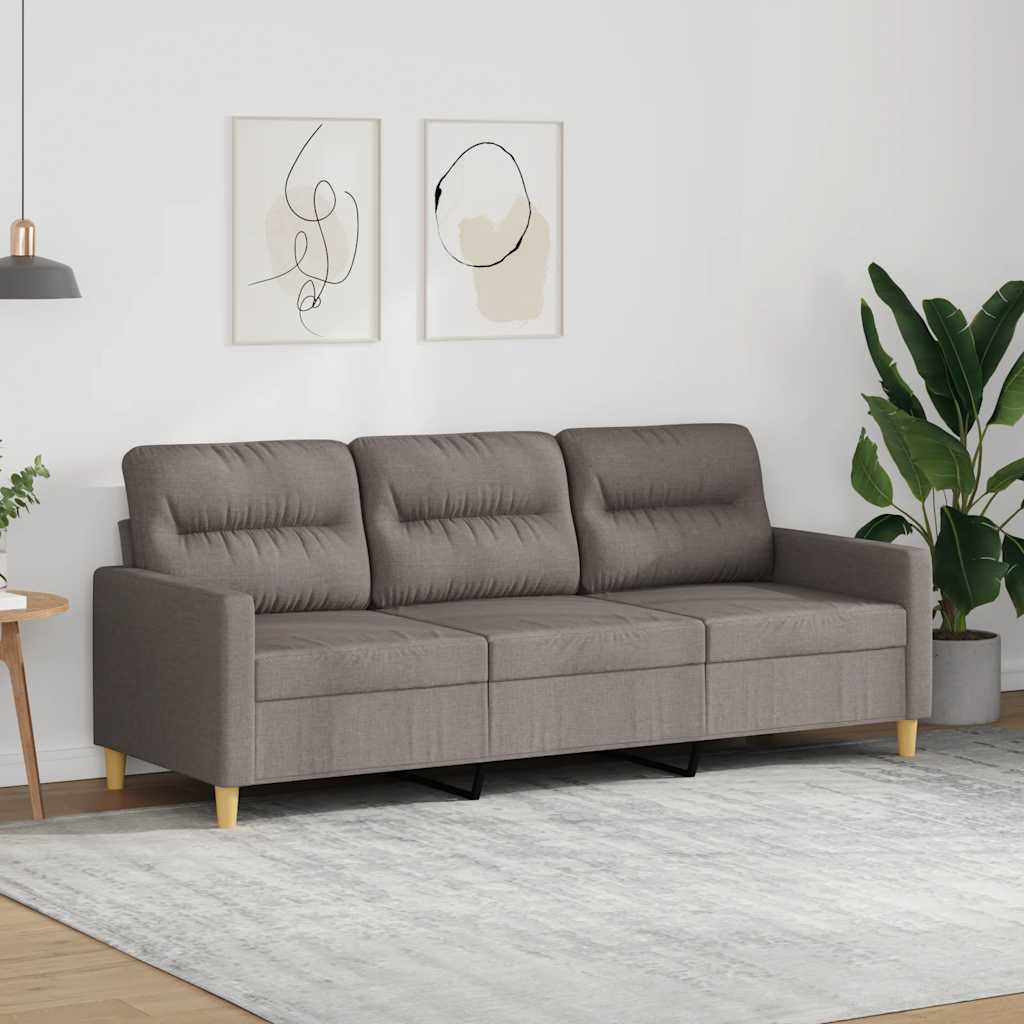 vidaXL Καναπές Τριθέσιος Taupe 180 εκ. Υφασμάτινος