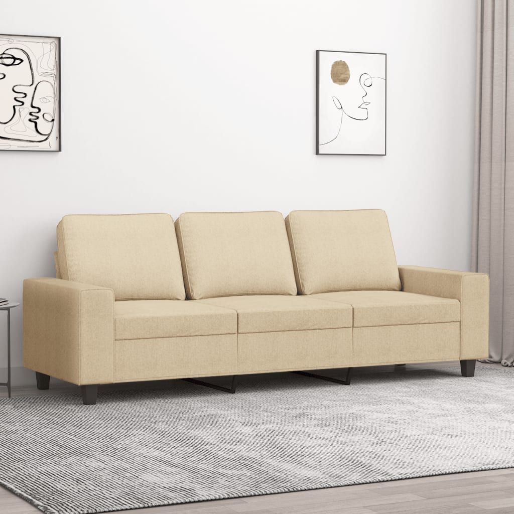 vidaXL Καναπές Τριθέσιος Κρεμ 180 εκ. Υφασμάτινος