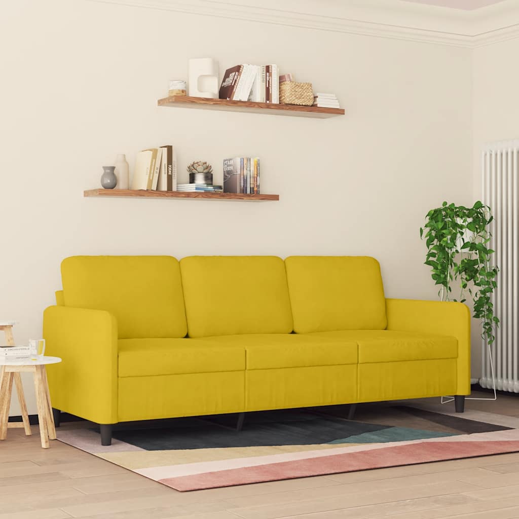 vidaXL Καναπές Τριθέσιος Κίτρινο 180 εκ. Βελούδινος