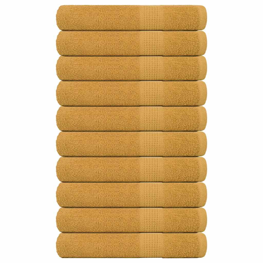 vidaXL Πετσέτες 10 τεμάχια Χρυσή 100x200 εκ. 360 γρ/μ² 100% βαμβάκι