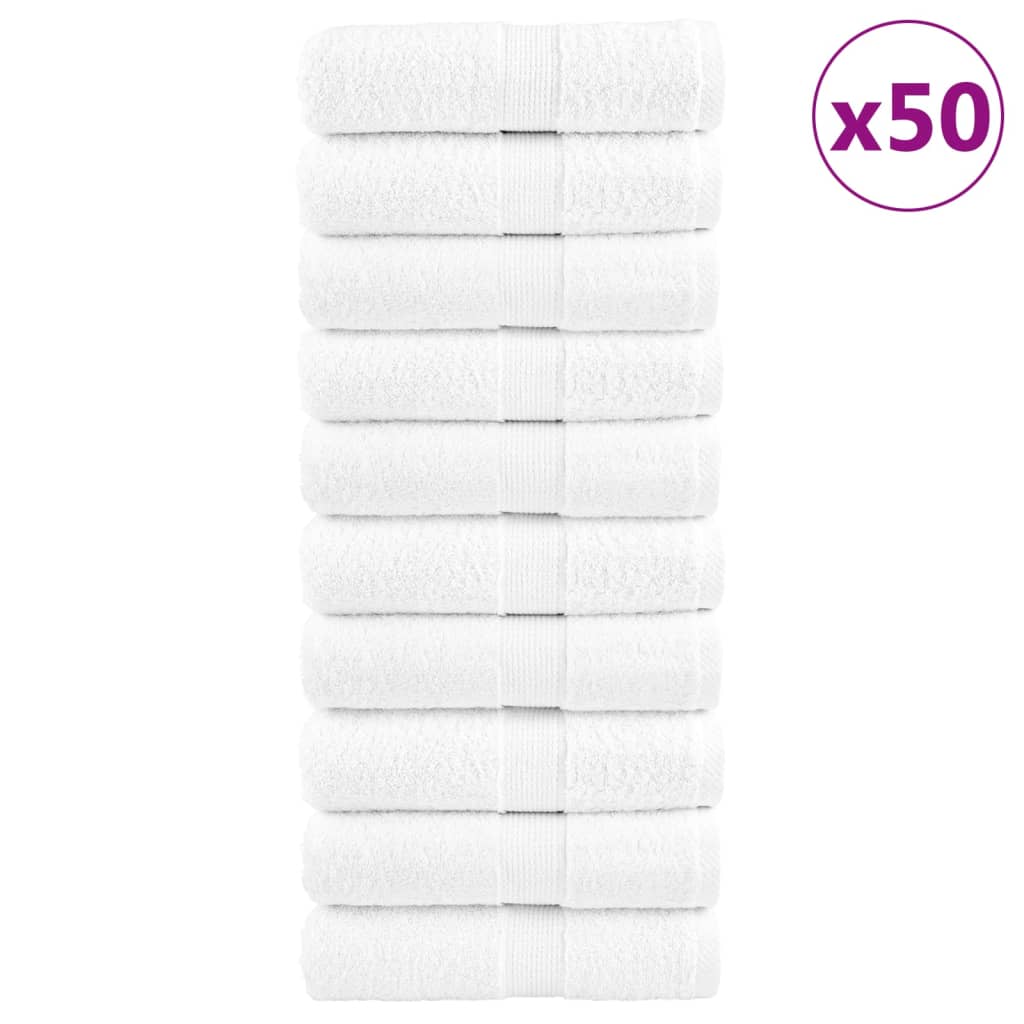 vidaXL Πετσέτες Χεριών Premium SOLUND 50 Τεμ Λευκές 30x30εκ 600γρ/μ²