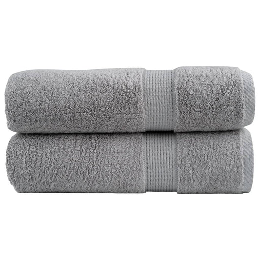 vidaXL Πετσέτες Μπάνιου Premium SOLUND 2 τεμ. Γκρι 100x150 εκ. 600 γρ./μ²