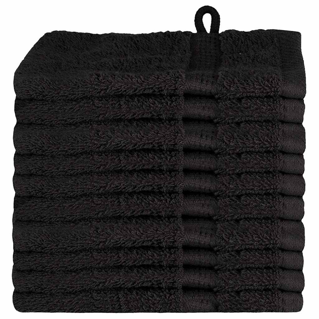 vidaXL Πετσέτα Επισκεπτών SOLUND 10 pcs Μαύρο 15 x 21 cm 550 gsm