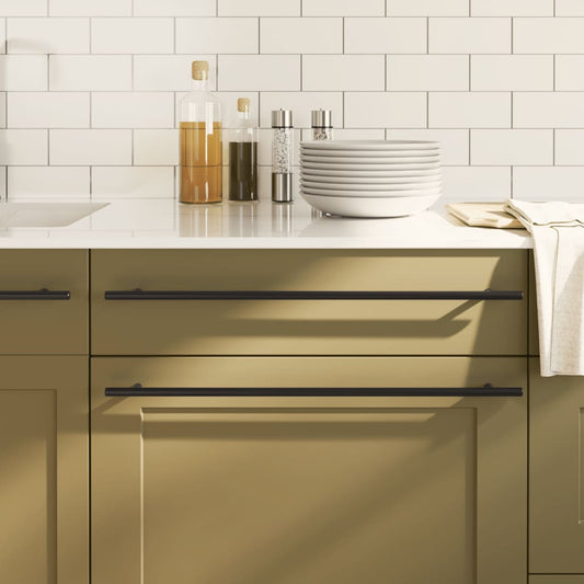 vidaXL Λαβές Ντουλαπιών 10 τεμ. Μαύρες 480 χιλ. από Ανοξείδωτο Ατσάλι