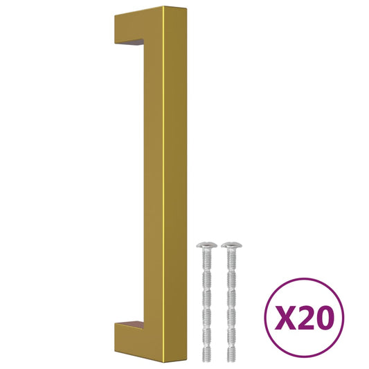 vidaXL Λαβές Ντουλαπιών 20 τεμ. Χρυσές 128 χιλ. από Ανοξείδωτο Ατσάλι