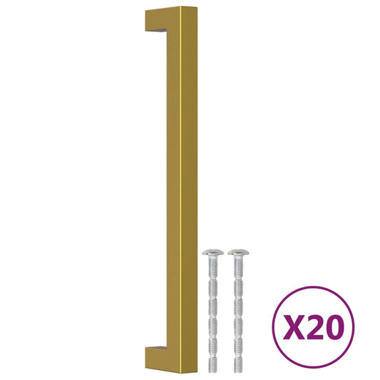 vidaXL Λαβές Ντουλαπιών 20 τεμ. Χρυσές 192 χιλ. από Ανοξείδωτο Ατσάλι