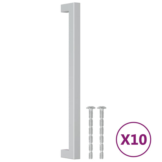 vidaXL Λαβές Ντουλαπιών 10 τεμ. Ασημί 224 χιλ. από Ανοξείδωτο Ατσάλι