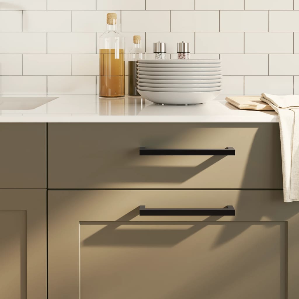 vidaXL Λαβές Ντουλαπιών 10 τεμ. Μαύρες 192 χιλ. από Ανοξείδωτο Ατσάλι