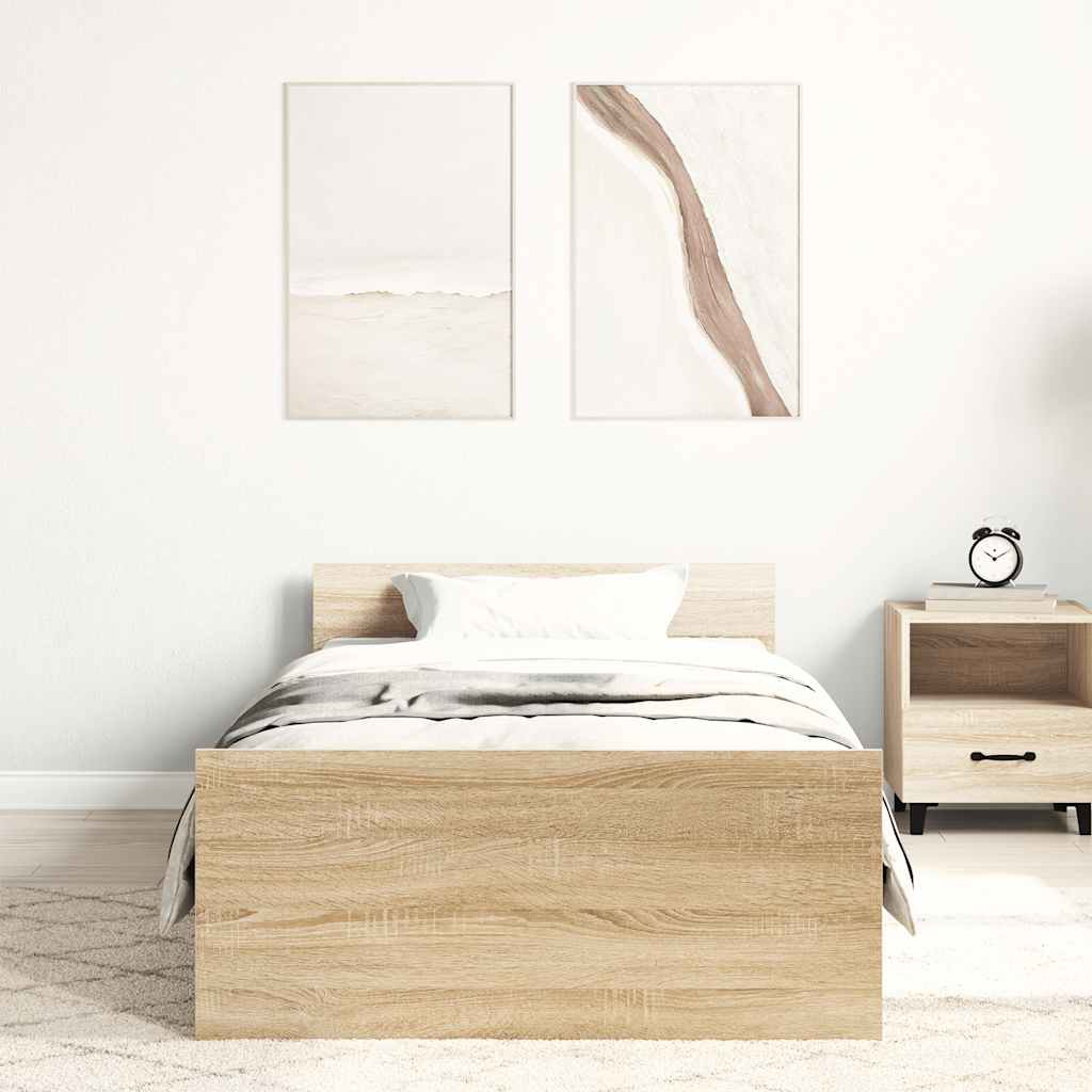 vidaXL Πλαίσιο Κρεβ. Χωρ. Στρώμα Sonoma Δρυς 90x200 εκ. Επεξ. Ξύλο