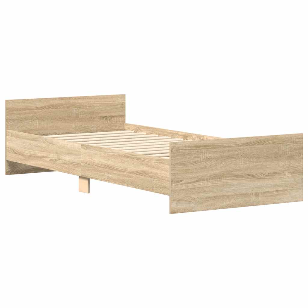 vidaXL Πλαίσιο Κρεβ. Χωρ. Στρώμα Sonoma Δρυς 90x200 εκ. Επεξ. Ξύλο