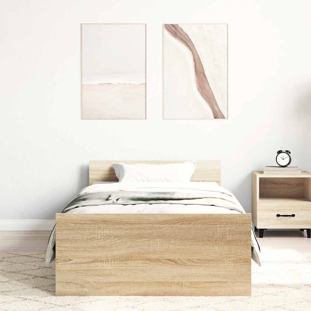 vidaXL Πλαίσιο Κρεβατιού Χωρ. Στρώμα Sonoma Δρυς 100x200εκ Επ. Ξύλο