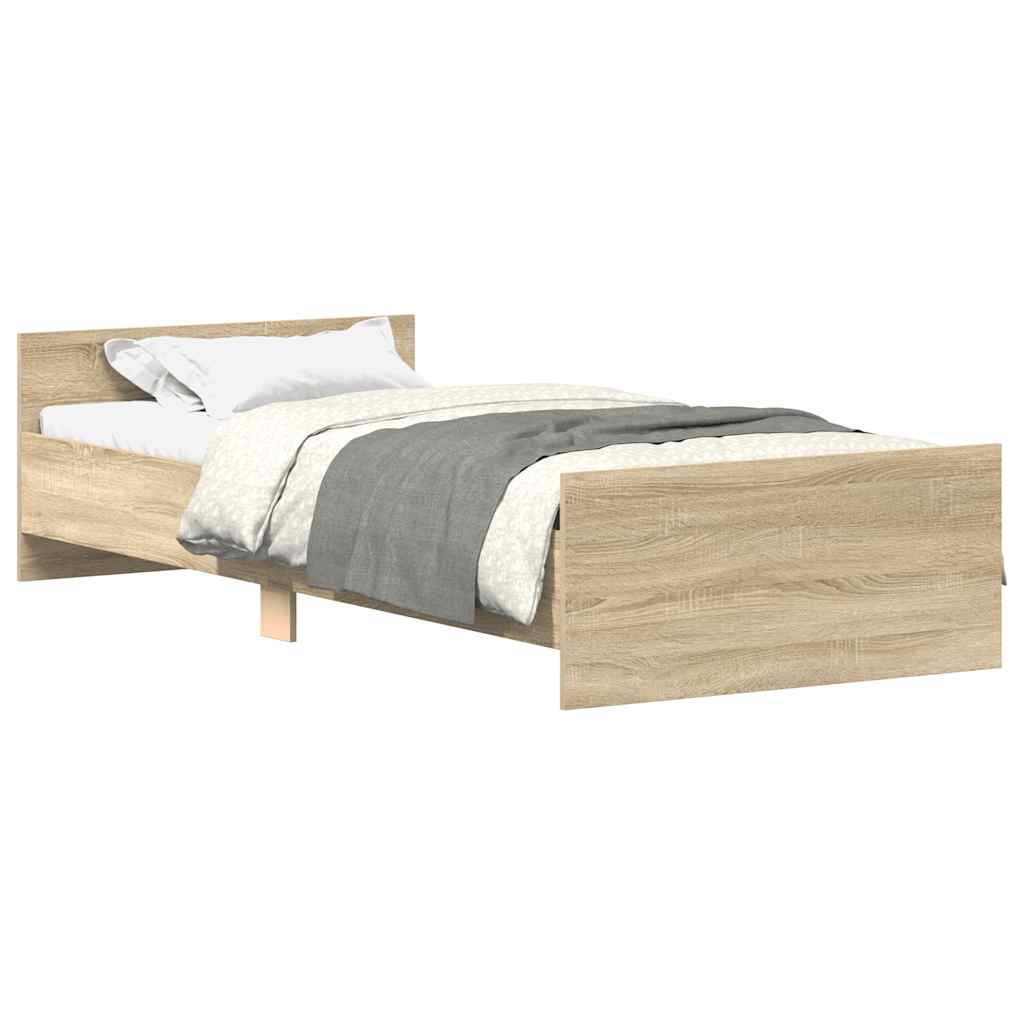 vidaXL Πλαίσιο Κρεβ. Χωρ. Στρώμα Sonoma Δρυς 90 x 190 εκ. Επεξ. Ξύλο