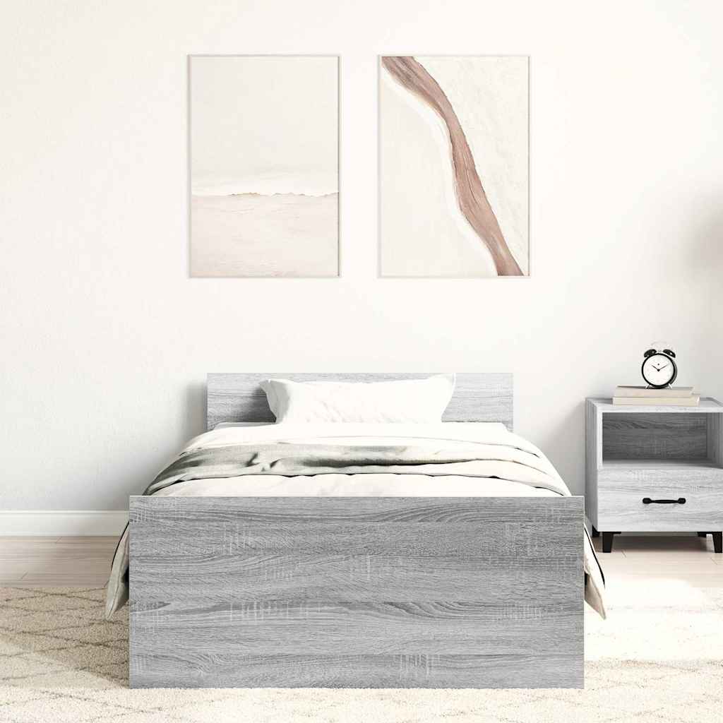 vidaXL Πλαίσιο Κρεβατιού Γκρι Sonoma 75x190 εκ Επεξ. Ξύλο Small Single