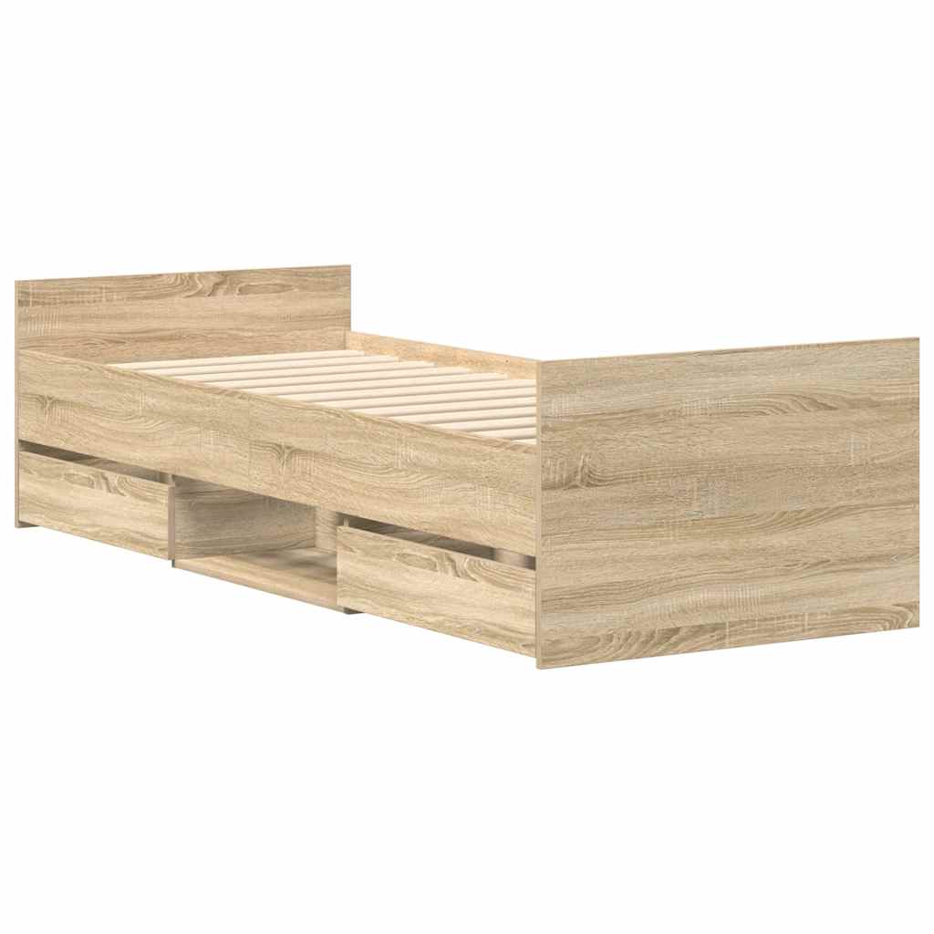 vidaXL Πλαίσιο Κρεβατιού με Κεφαλάρι/Ποδαρικό Sonoma Δρυς 90 x 200 εκ.