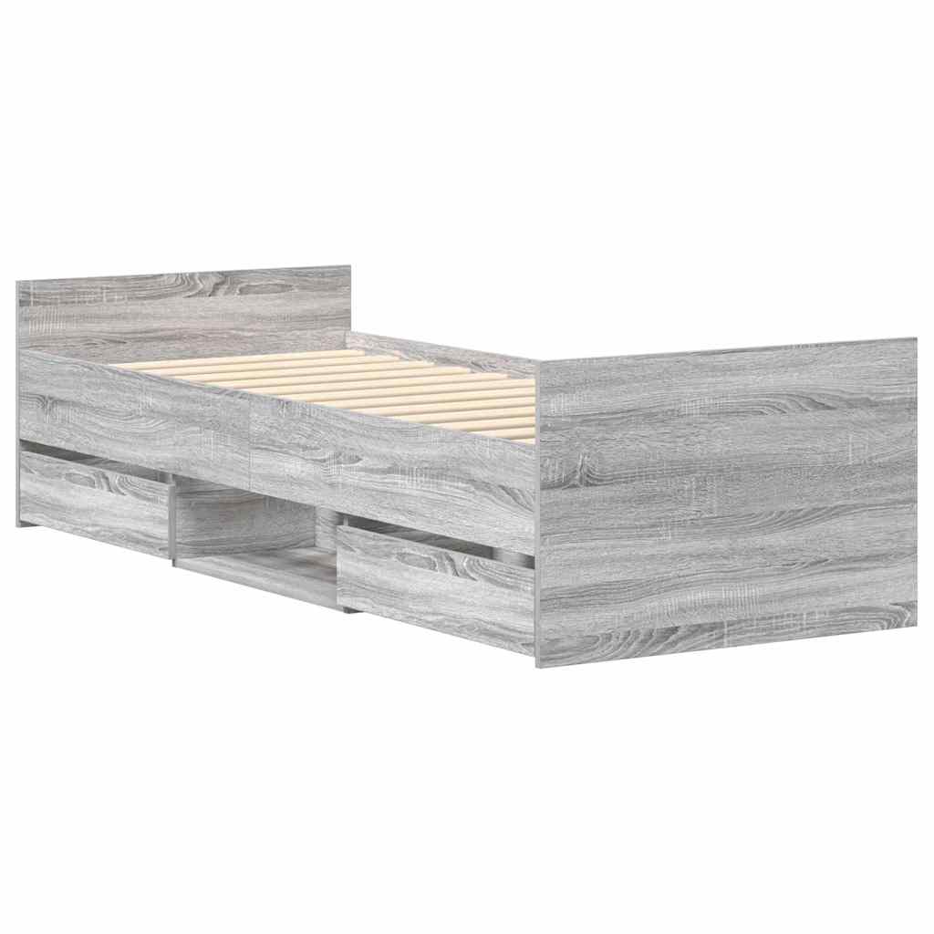 vidaXL Πλαίσιο Κρεβατιού με Κεφαλάρι/Ποδαρικό Γκρι Sonoma 90 x 200 εκ.