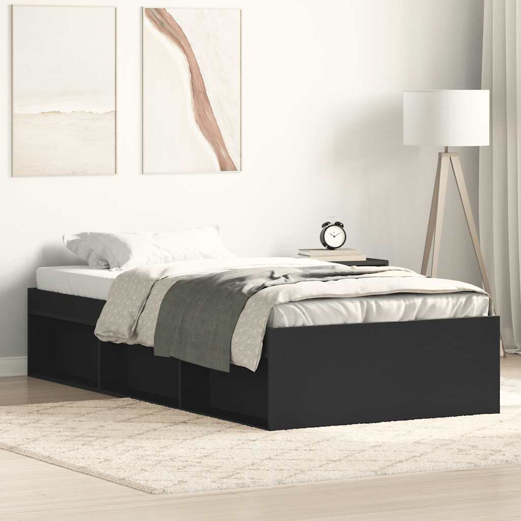 vidaXL Πλαίσιο Κρεβατιού Μαύρο 90x200 cm