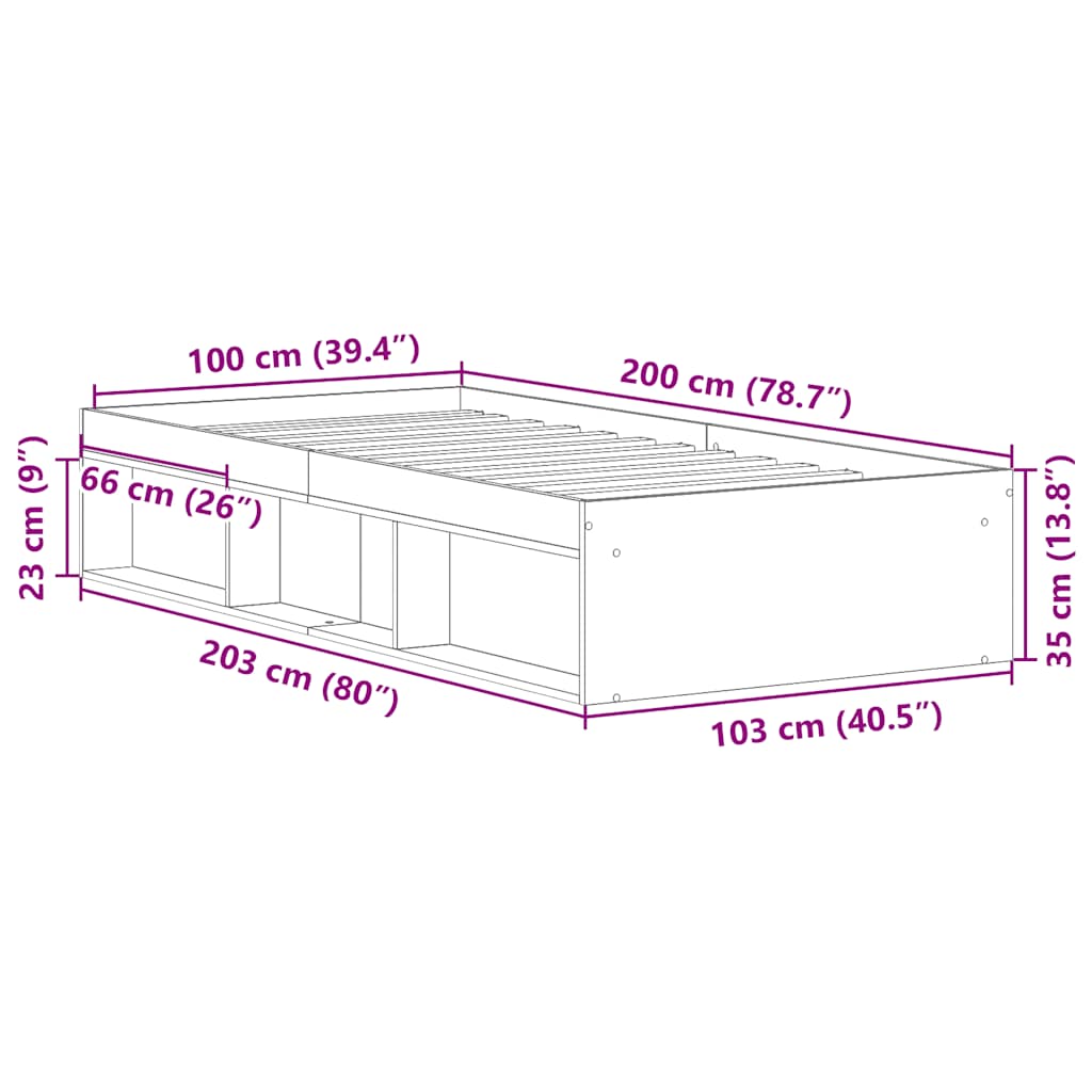 vidaXL Πλαίσιο Κρεβατιού Λευκό 100 x 200 εκ.