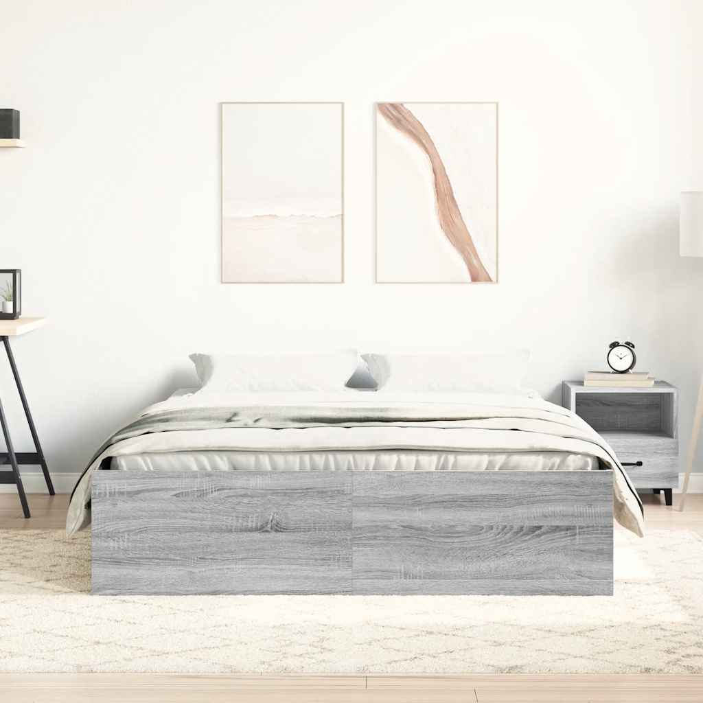 vidaXL Πλαίσιο Κρεβατιού Γκρι Sonoma 140 x 200 εκ.