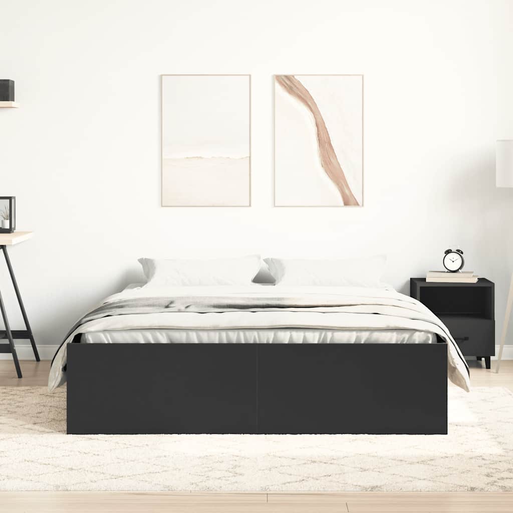 vidaXL Πλαίσιο Κρεβατιού Μαύρο 150 x 200 εκ. King Size