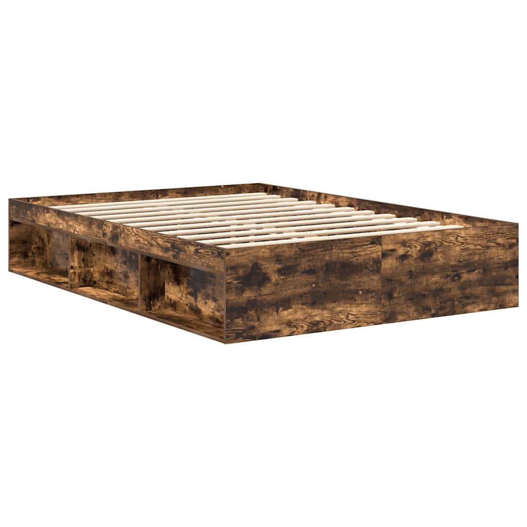 vidaXL Πλαίσιο Κρεβατιού Καπνιστή Δρυς 120 x 190 εκ. Small Double