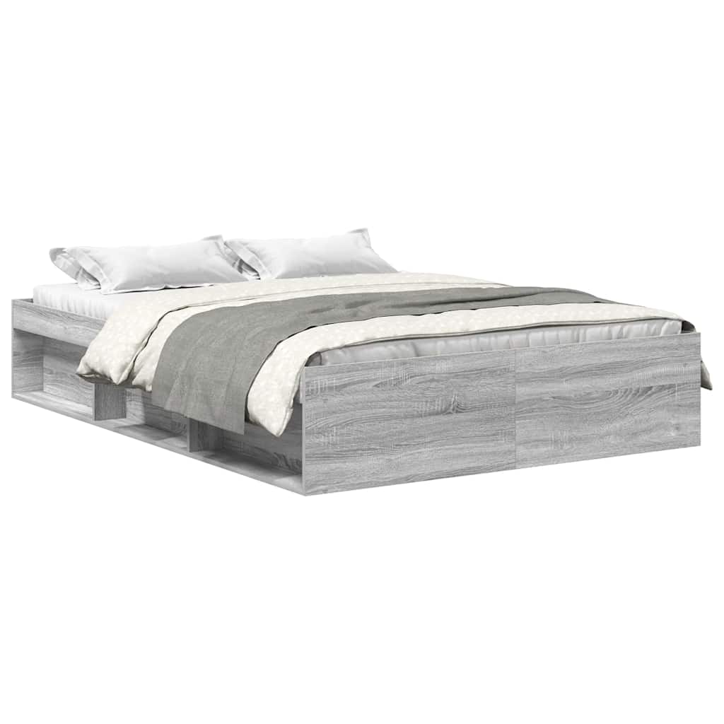 vidaXL Πλαίσιο Κρεβατιού Γκρι Sonoma 135 x 190 εκ. Double