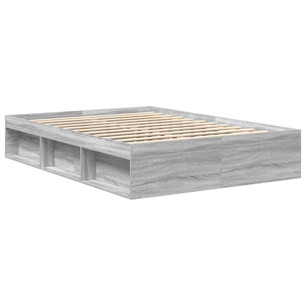 vidaXL Πλαίσιο Κρεβατιού Γκρι Sonoma 135 x 190 εκ. Double