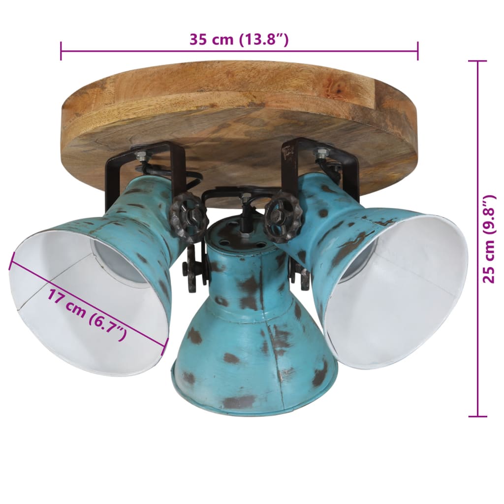 vidaXL Φωτιστικό Οροφής 25 W Αντικέ Μπλε 35 x 35 x 25 εκ. Ε27