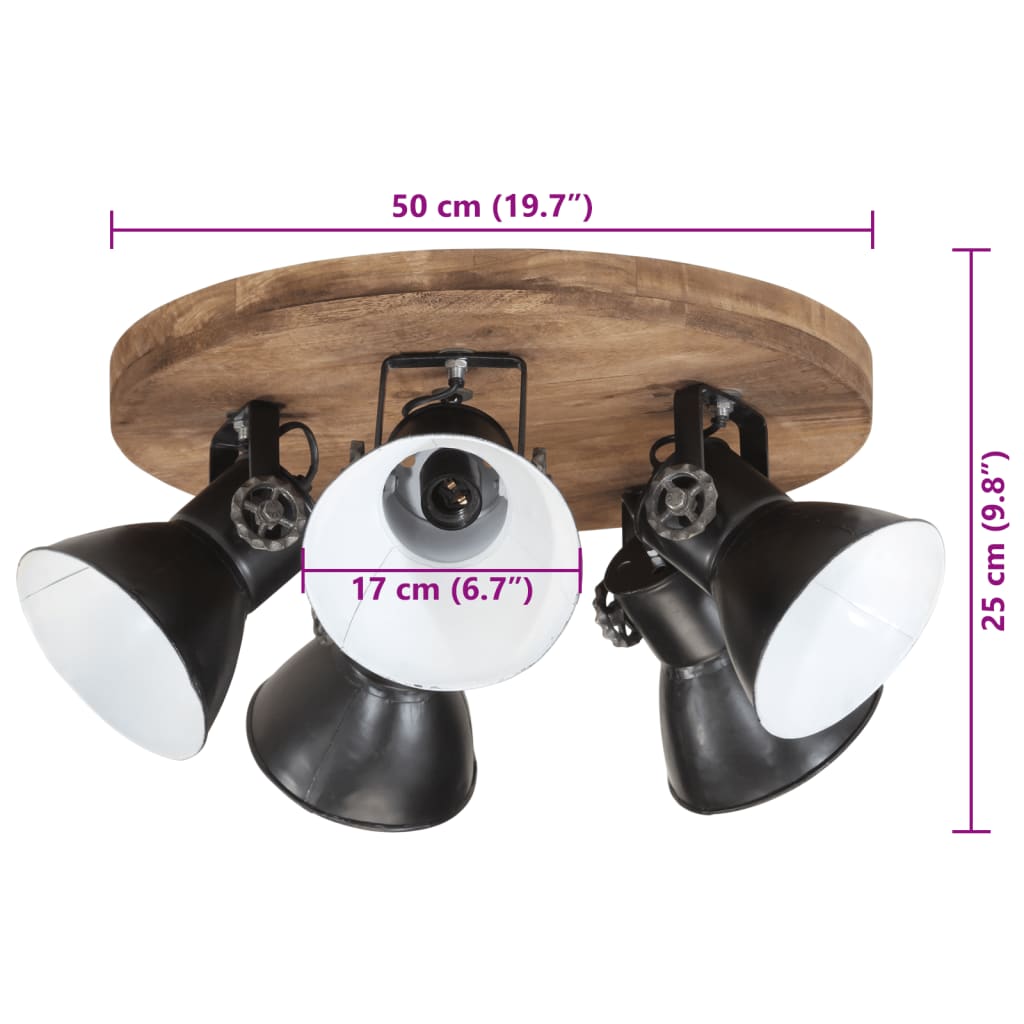 vidaXL Φωτιστικό Οροφής 25 W Αντικέ Μαύρο 50x50x25 εκ. Ε27