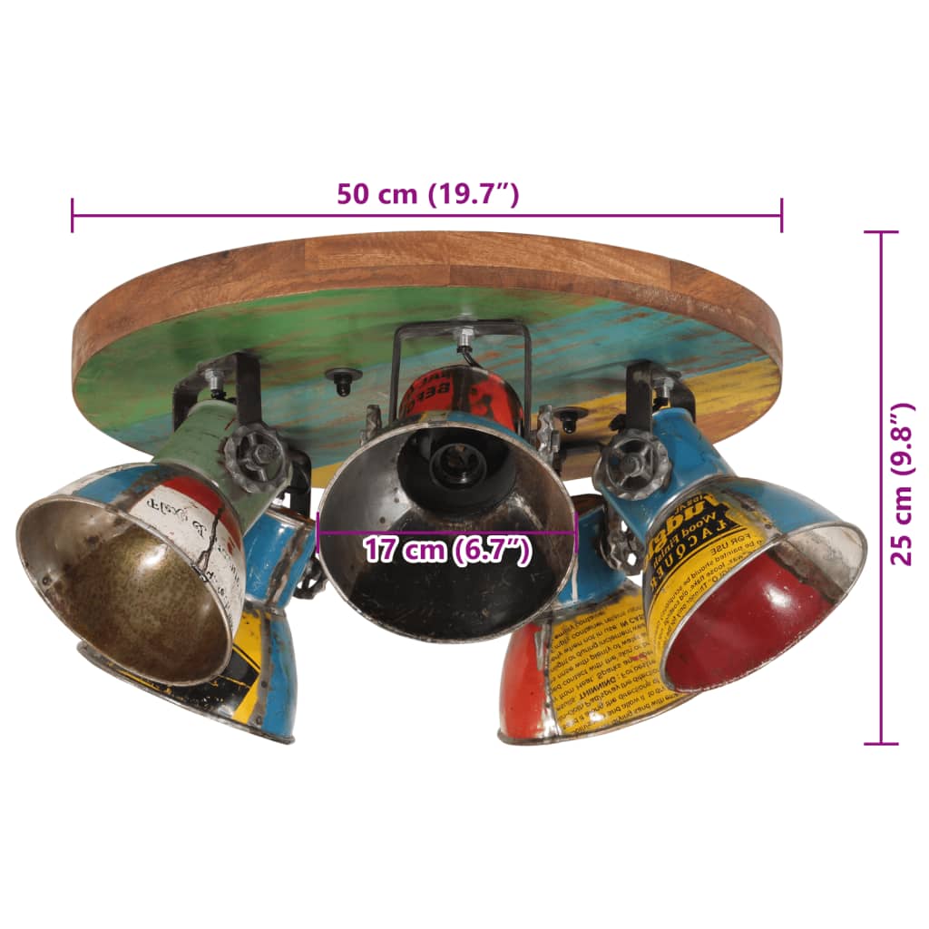 vidaXL Φωτιστικό Οροφής 25 W Πολύχρωμο 50x50x25 εκ. Ε27